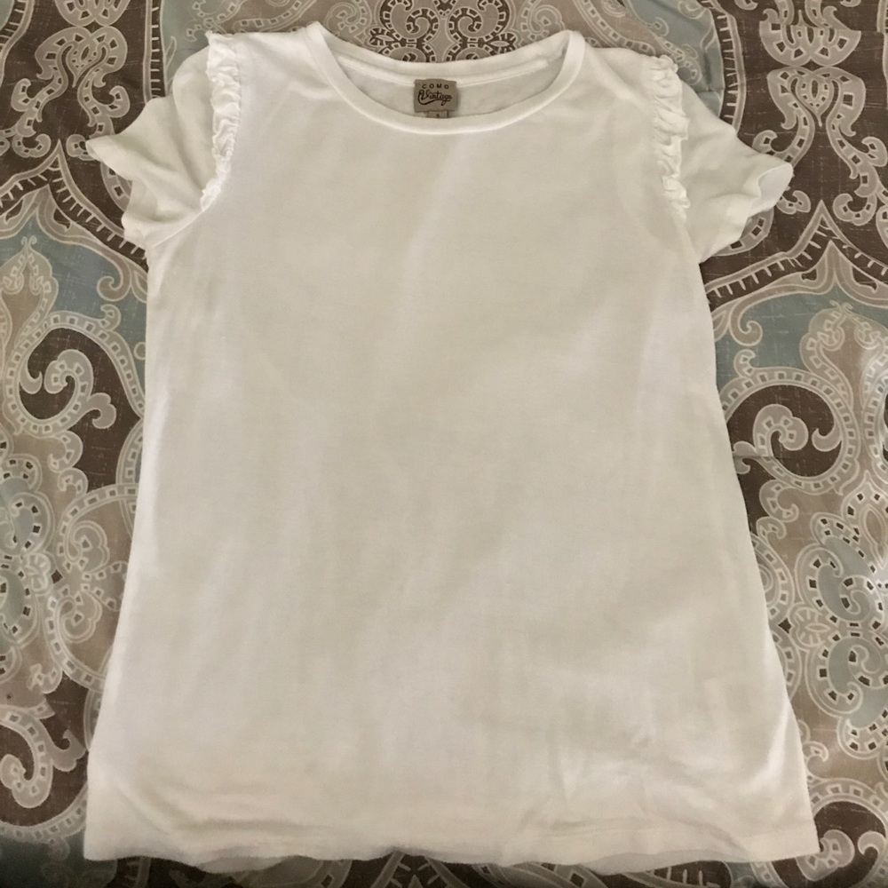 Basic white tee with ruffle detail